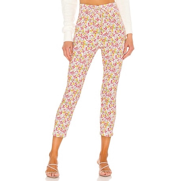 LOVESHACKFANCY | Brently Slim Pant in Fruity Punch Ditzy Floral Print Sz. XS - Picture 1 of 4